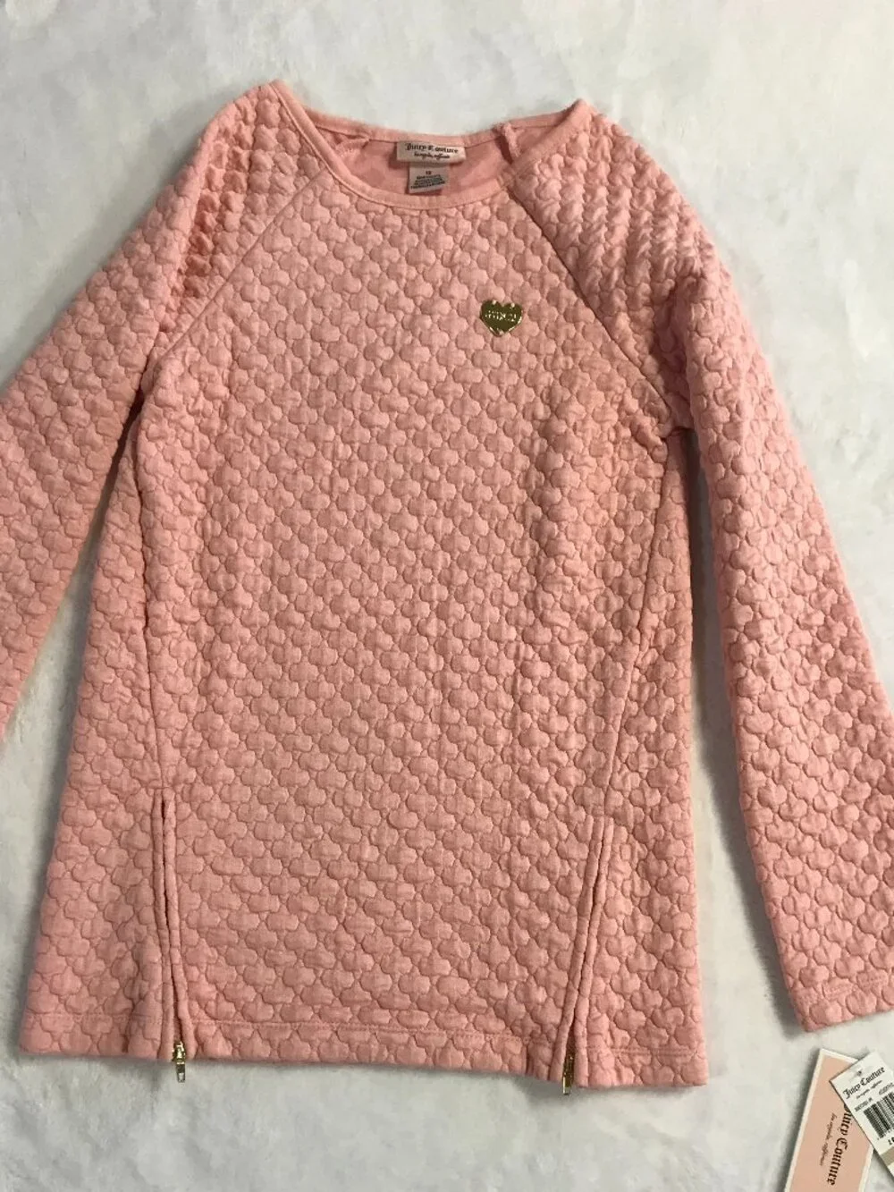 NWT Juicy Couture Girls 2-Piece Pink Textured Top & Floral Leggings Set Size 12